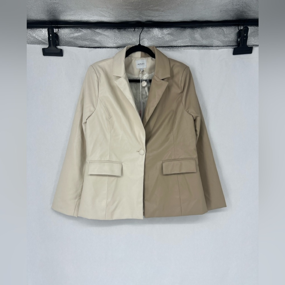 Gilli Two-Tone Cream and Tan Blazer Jacket boss babe blazer